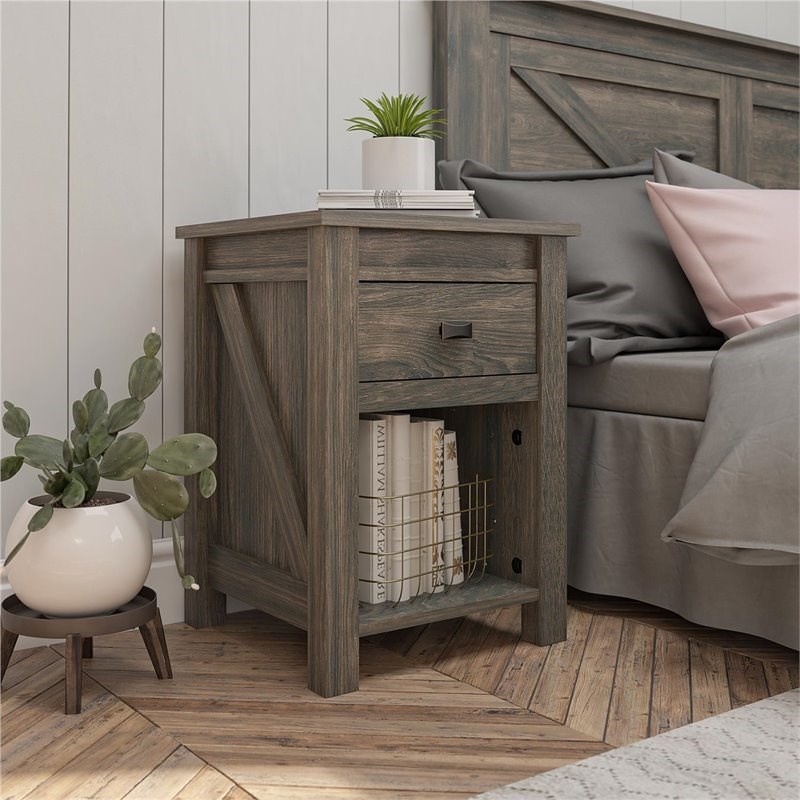 Ameriwood Home Farmington Nightstand in Weathered Oak Homesquare