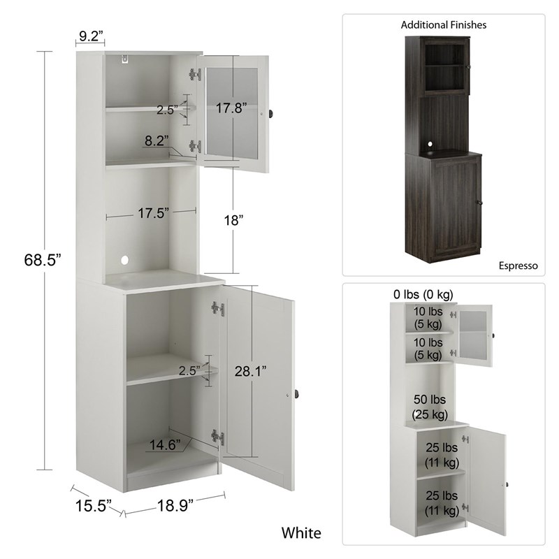 Ameriwood Home Vienna Tall Bar in White Homesquare