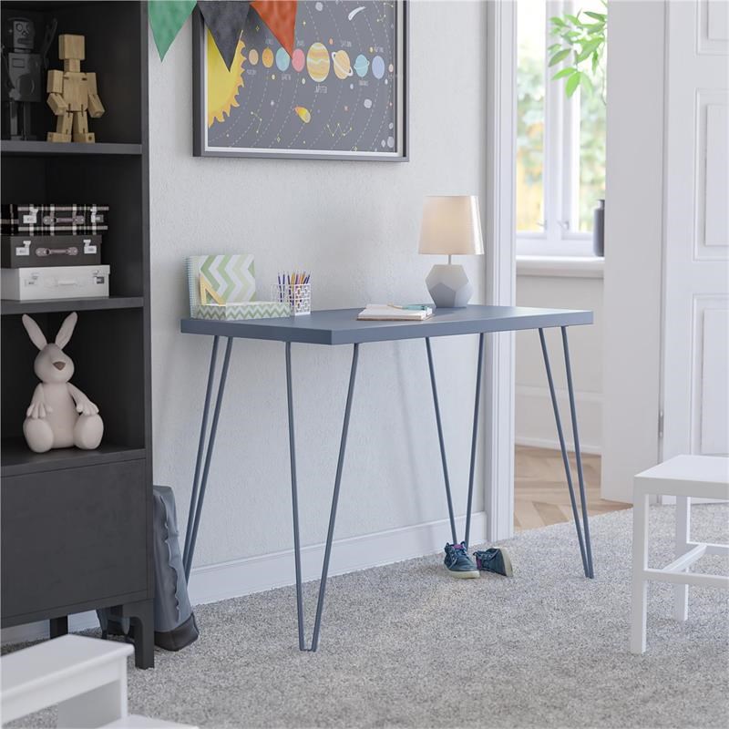 Ameriwood Home Owen Retro Writing Desk with Metal Hairpin Legs Blue