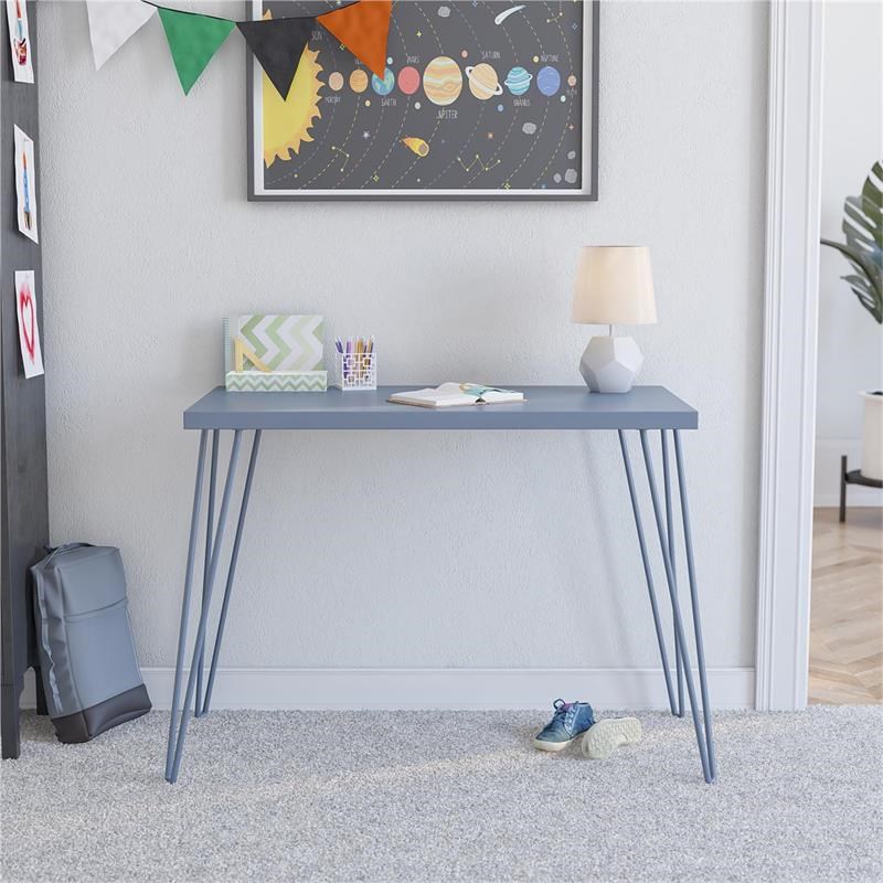 Ameriwood Home Owen Retro Writing Desk with Metal Hairpin Legs Blue