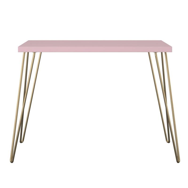 Ameriwood Home Owen Retro Writing Desk with Metal Hairpin Legs Pink/Gold