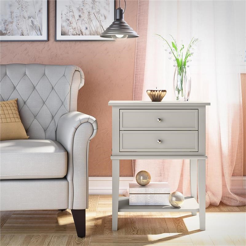 Ameriwood Home Franklin Accent Table with 2 Drawers in Taupe