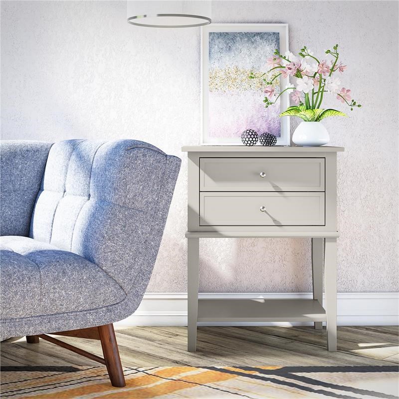 Ameriwood Home Franklin Accent Table with 2 Drawers in Taupe