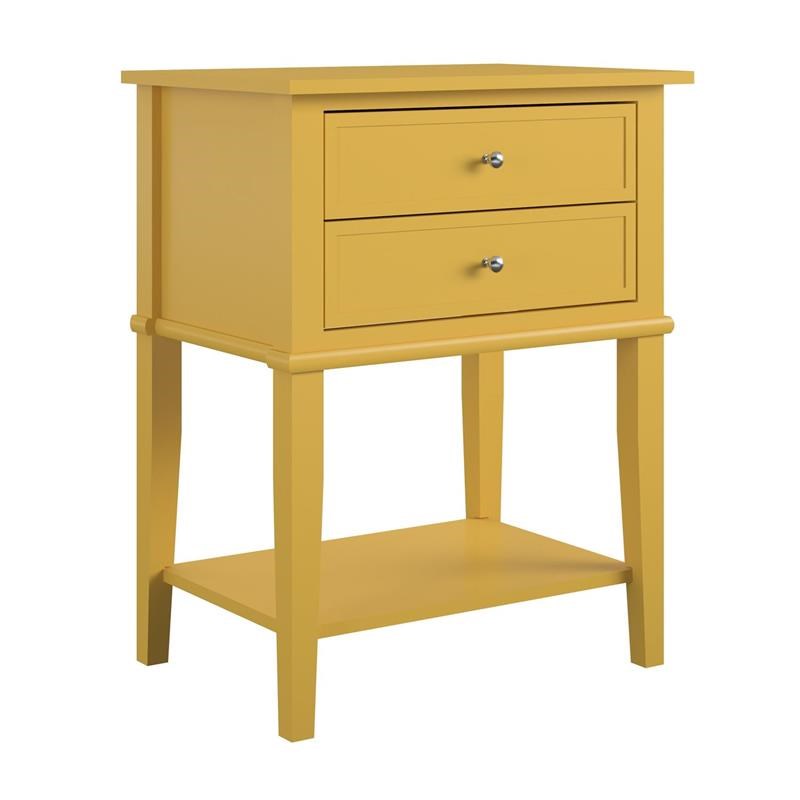 Ameriwood Home Franklin Accent Table with 2 Drawers in Mustard Yellow