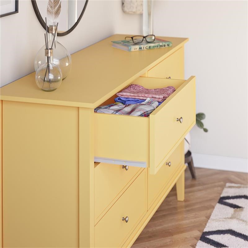 Ameriwood Home Franklin 6 Drawer Dresser in Yellow