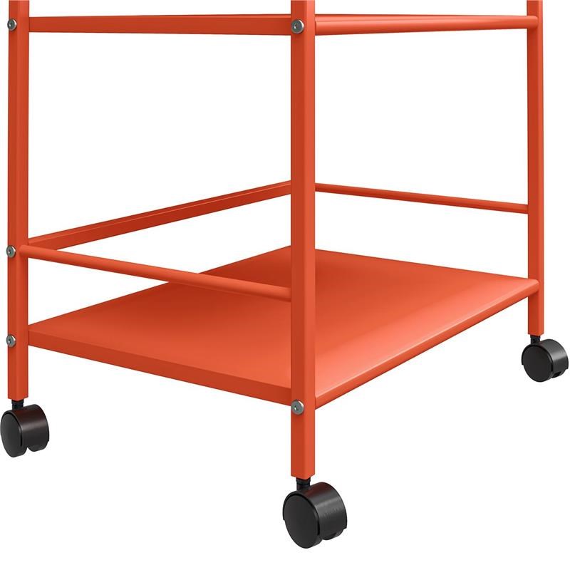 Novogratz Cache Metal Rolling Cart in Orange