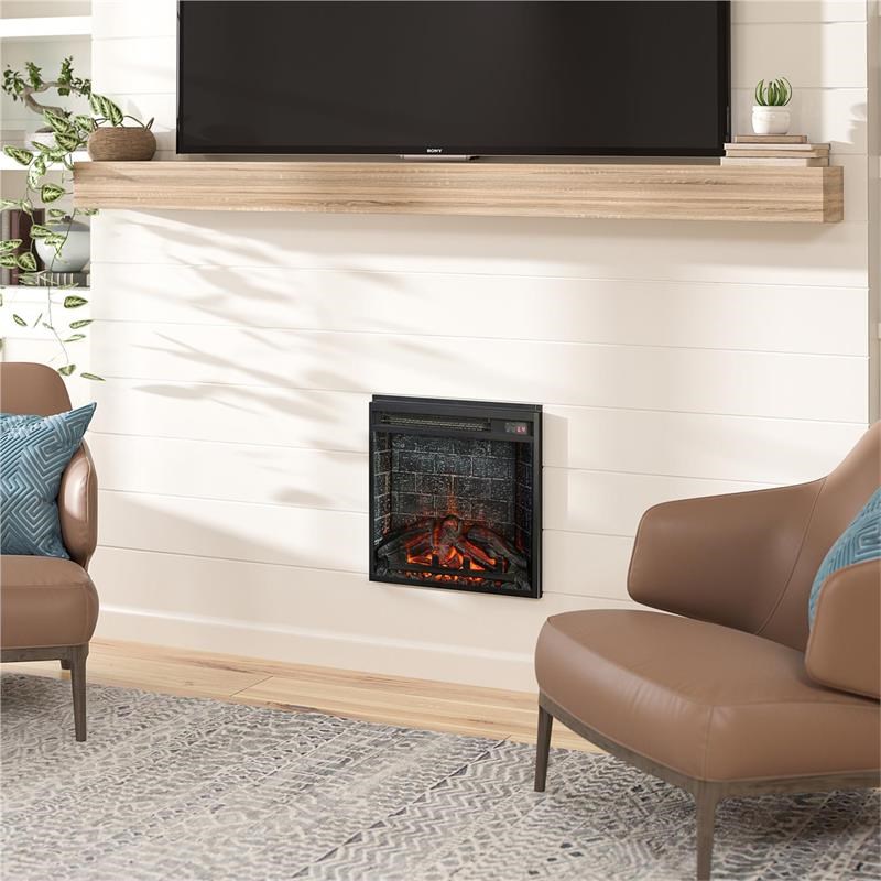 Altra Flame 18 inch Electric Glass Front Fireplace Insert with Remote in Black