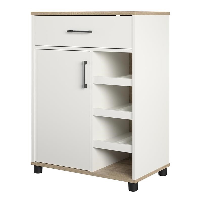 SystemBuild Whitmore Bar Cabinet with Beverage Shelves in White