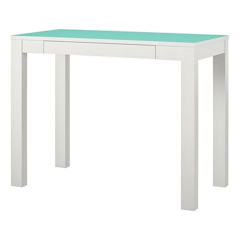 Ameriwood Home Parsons Computer Desk with Drawer in White/Spearmint
