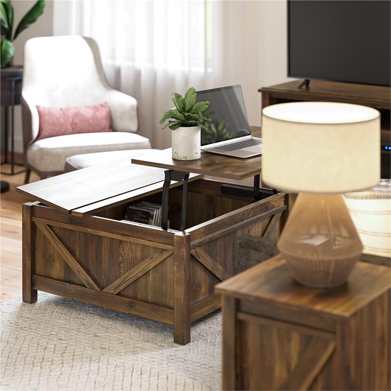 Ameriwood Home Farmington LiftTop Coffee Table in Rustic Homesquare