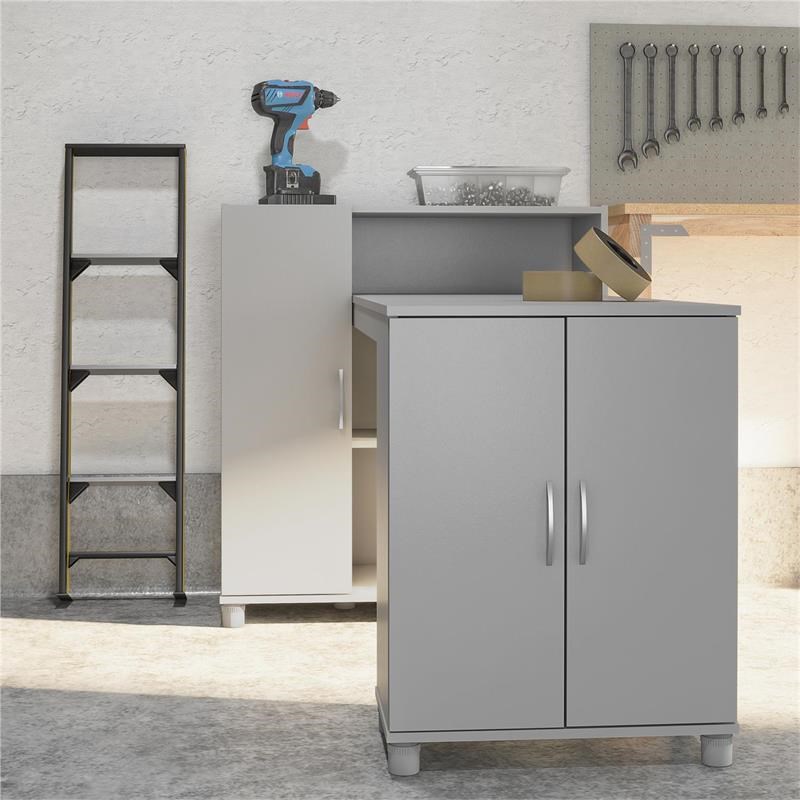 SystemBuild Evolution Lory Hobby and Craft Desk with Storage Cabinet in Gray