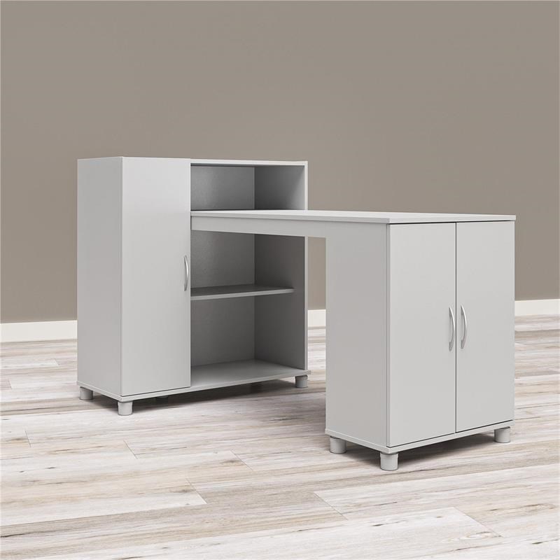 SystemBuild Evolution Lory Hobby and Craft Desk with Storage Cabinet in Gray
