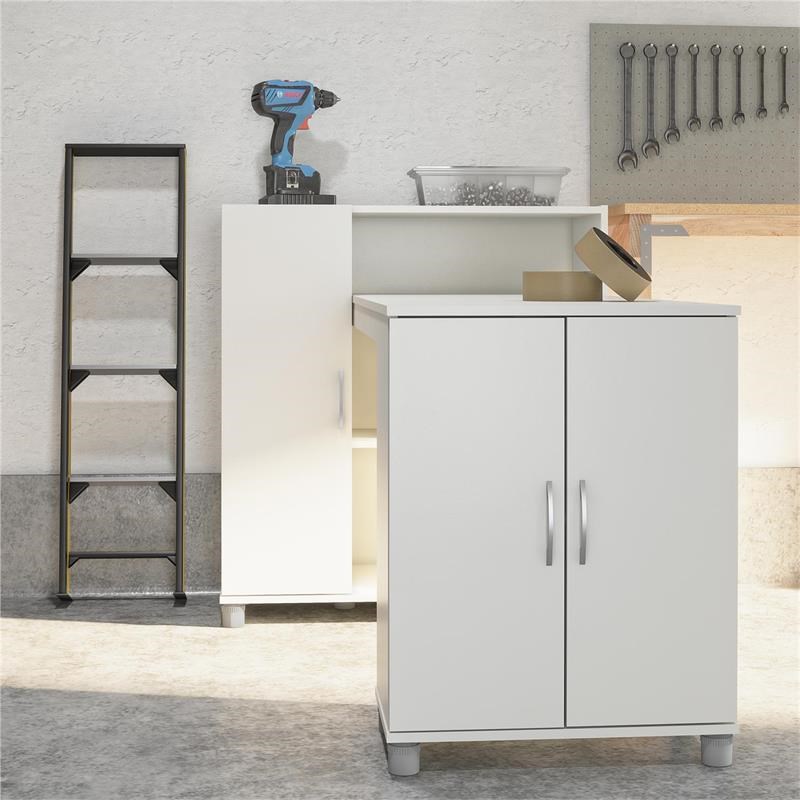 Systembuild Evolution Lory Hobby and Craft Desk with Storage Cabinet in White