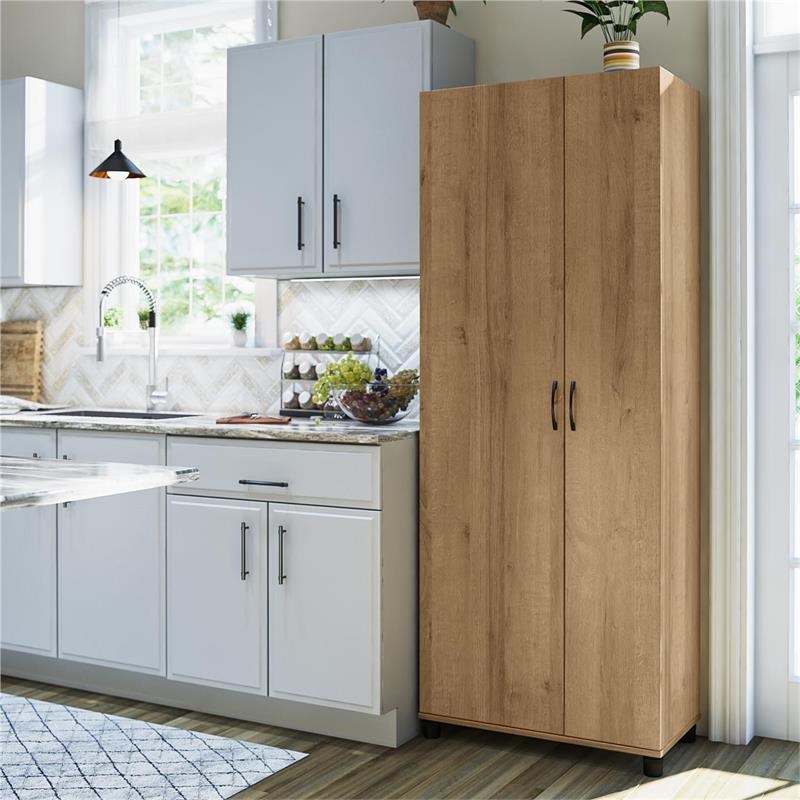Systembuild Lory Tall Asymmetrical Cabinet in Natural