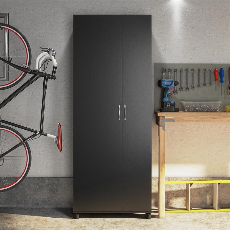 Systembuild Lory Tall Asymmetrical Storage Cabinet in Black