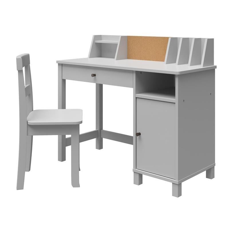 Ameriwood Home Abigail Kids Desk with Chair in Dove Gray