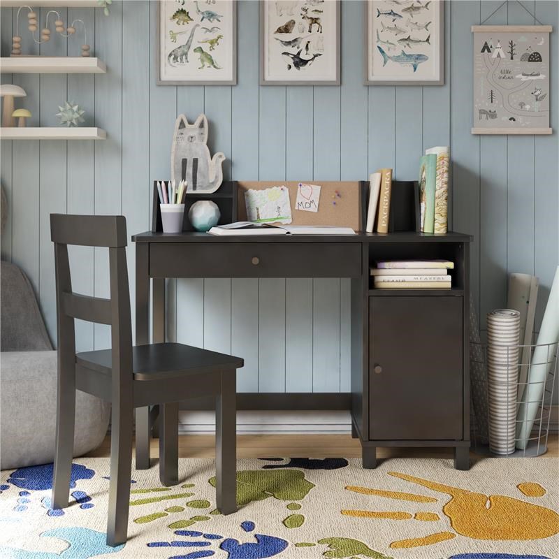 Ameriwood Home Abigail Kids Desk with Chair in Black