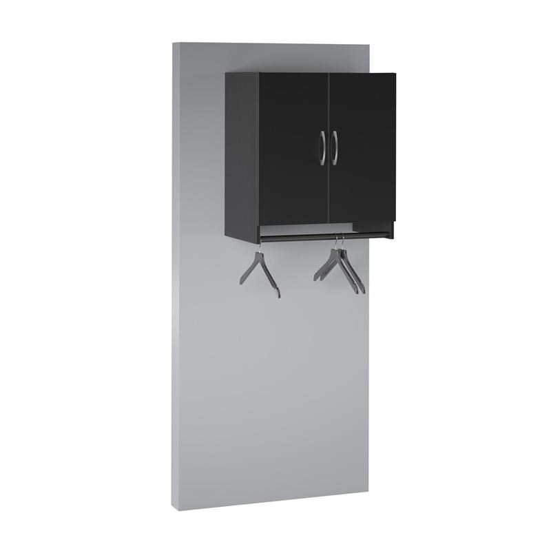 Systembuild Evolution Lory 2 Door Wall Cabinet with Hanging Rod in Black