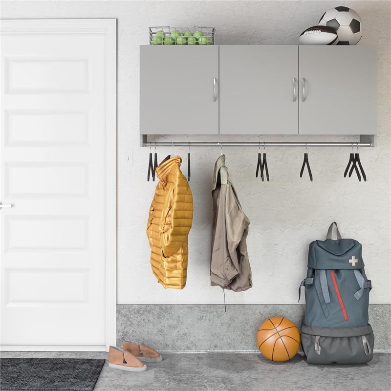 Systembuild Evolution Lory 3 Door Wall Cabinet with Hanging Rod in Dove Gray