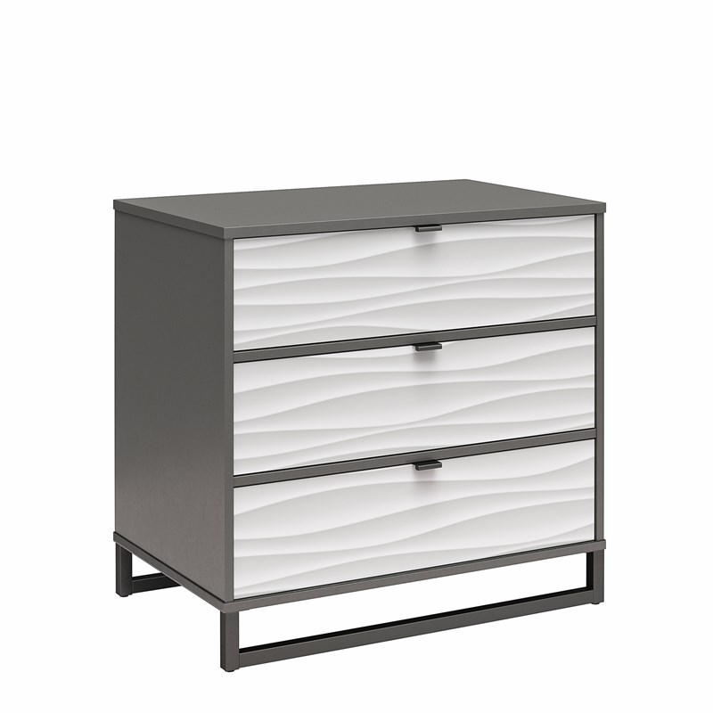 Ameriwood Home Monterey 3 Drawer Dresser in Waves with Graphite