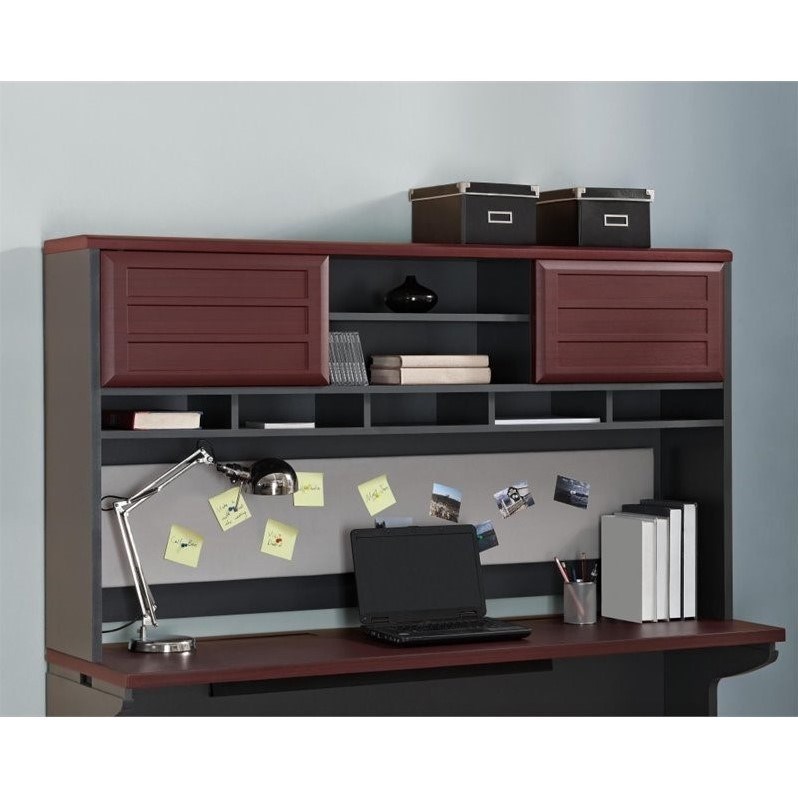 Ameriwood Home Pursuit Hutch in Cherry and Gray