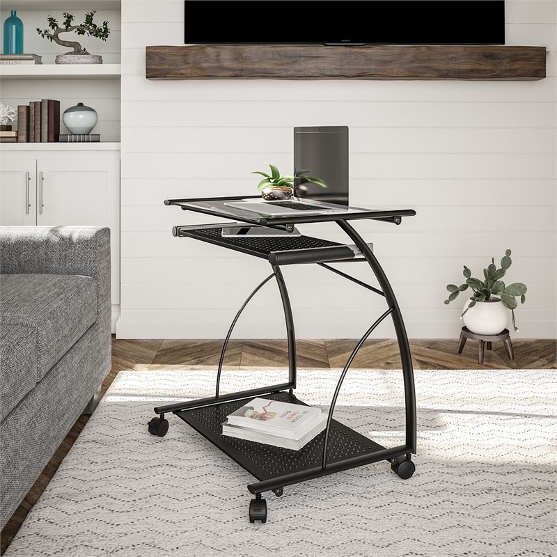Altra Furniture Mobile Computer Cart and Desk in Black Finish