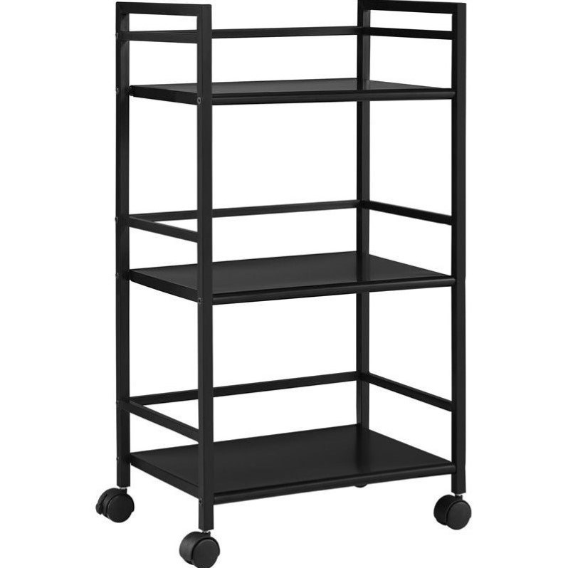 Altra Furniture Marshall 3 Shelf Metal Rolling Utility Cart in Black