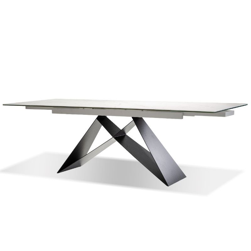 Mobital The W Dining Table Carrera Ceramic on Glass- Black  Frame