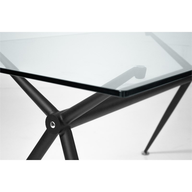 Mobital Stella Dining Table Clear Tempered Glass With Black  Frame