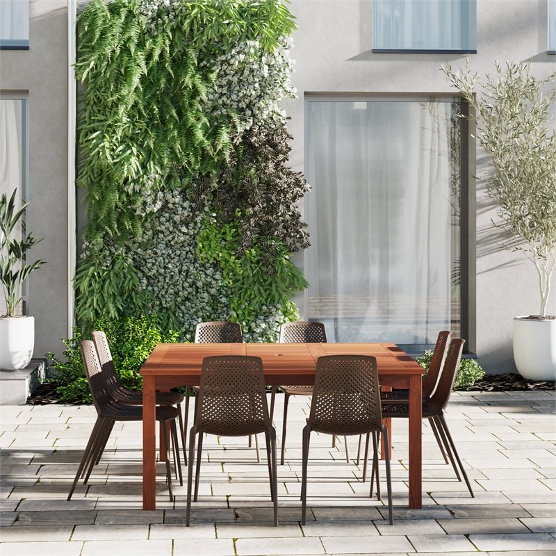 International Home Miami Corp Amazonia 9-Piece Square Patio Dining Set in Brown