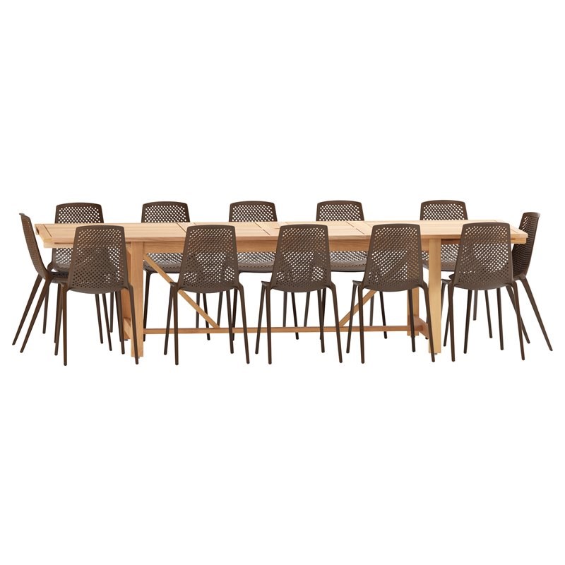 International Home Miami Corp Amazonia 13-Piece Resin Patio Dining Set in Brown