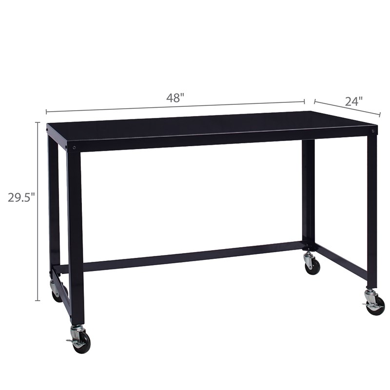 Hirsh Ready-to-assemble 48-inch Wide Mobile Metal Desk Black