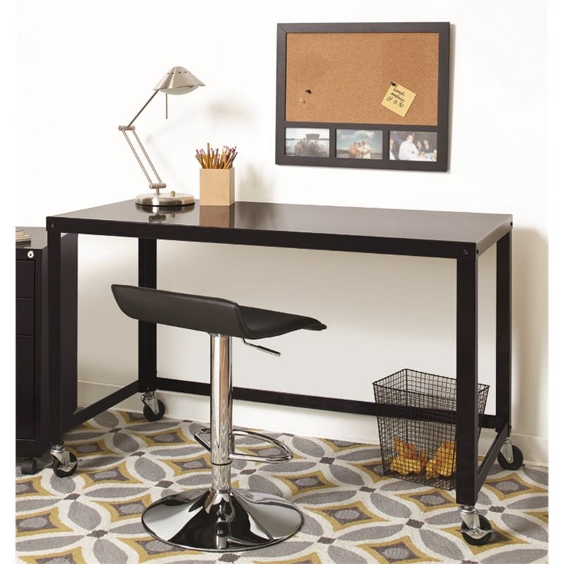 Hirsh Ready-to-assemble 48-inch Wide Mobile Metal Desk Black