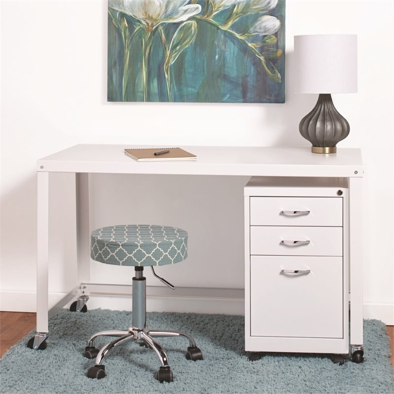 Hirsh Ready-to-assemble 48-inch Wide Mobile Metal Desk White