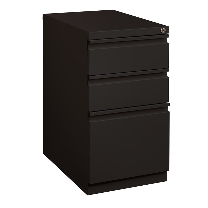 Hirsh 23-in Deep Mobile Pedestal 3-Drawer Box/Box/File. Full Width Pull. Black