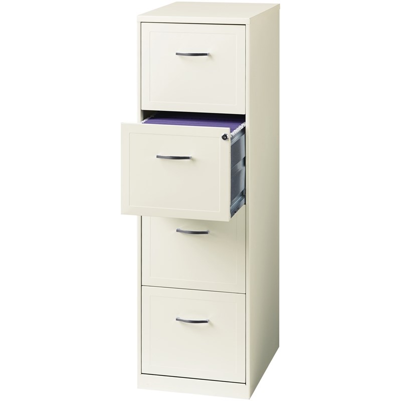 Space Solutions 18 Deep 4 Drawer Metal File Cabinet Pearl White   1786497 2 L 