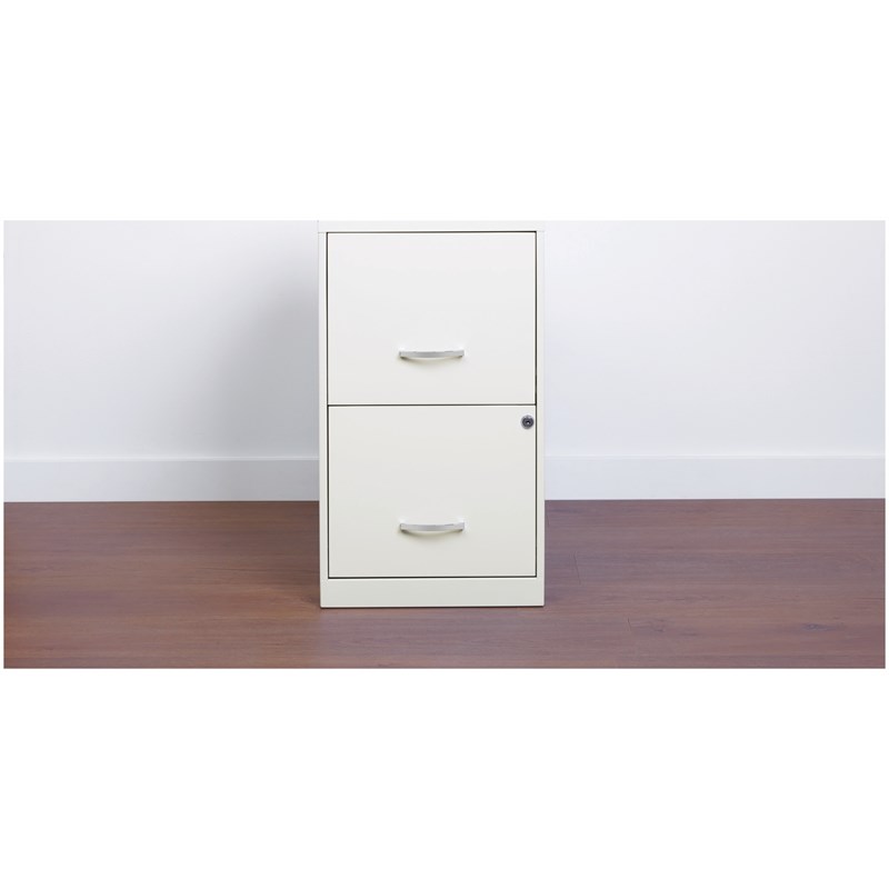 Space Solutions 22614 18" 2 Drawer Metal File Cabinet Pearl White for sale online 
