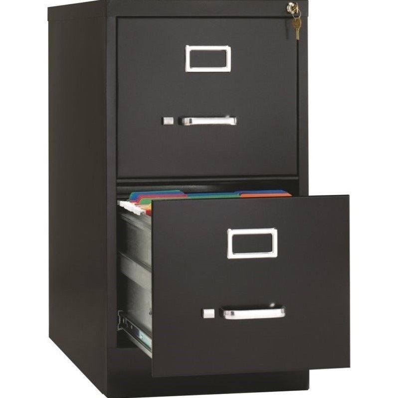 Set Of 2 Value Pack Two Drawer Letter File Cabinet In Black With Lock ...