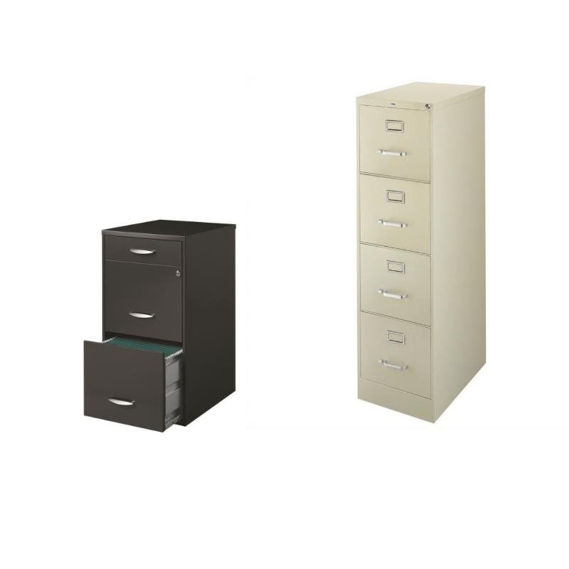 2 Piece Value Pack 4 and 3 Drawer Filing Cabinet in Putty and Charcoal