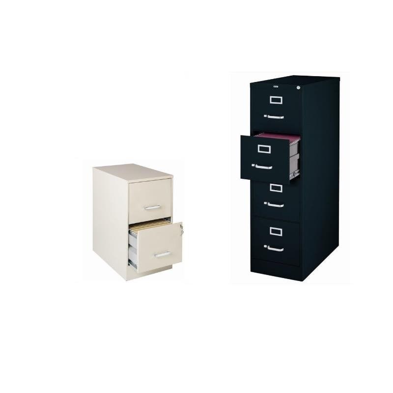 2 Piece Value Pack Drawer File Cabinets in Stone and Black 