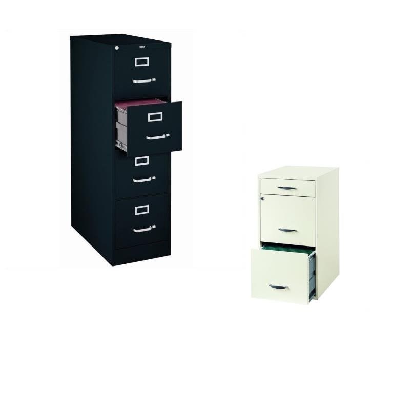 2 Piece Value Pack 4 and 3 Drawer File Cabinet in Black and White 
