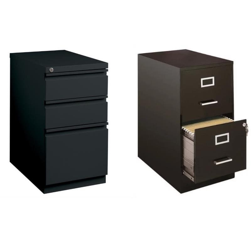 2 Piece Value Pack  3 Drawer and Mobile Filing Cabinet in Black