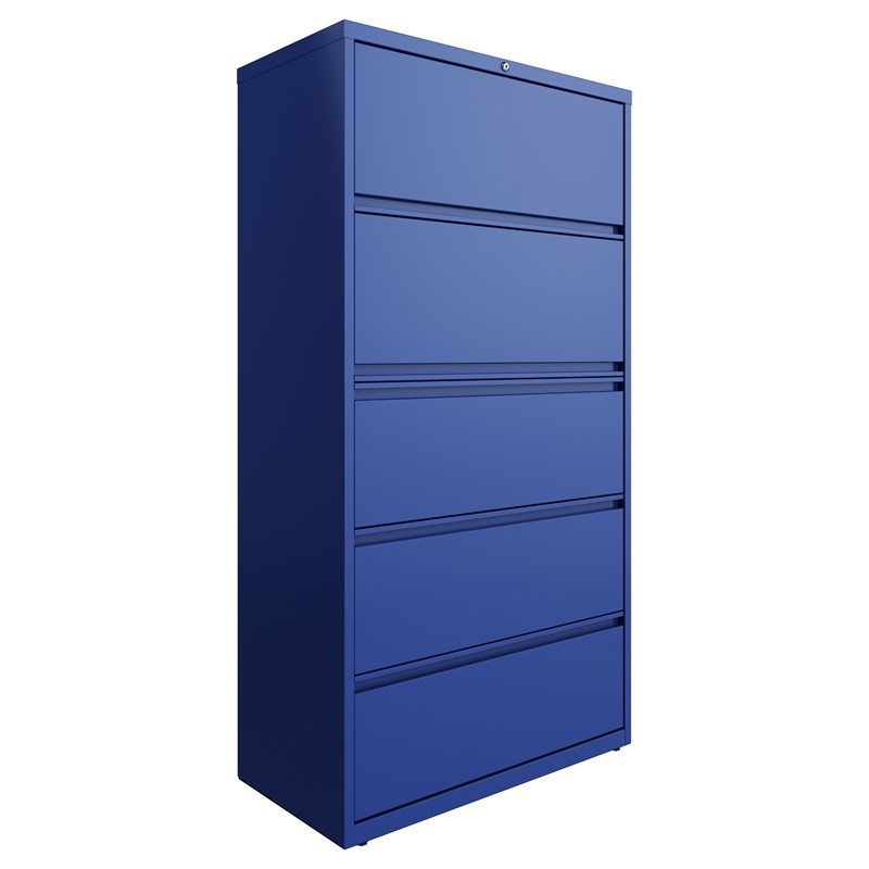 Hirsh 36-in Wide HL10000 Series 5 Drawer Metal Lateral File Cabinet Classic Blue
