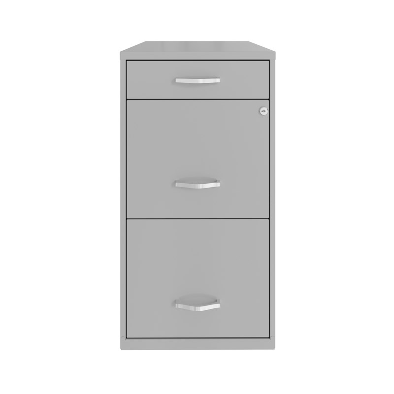 Space Solutions 18in Deep 3 Drawer Metal Organizer File Cabinet Arctic Silver