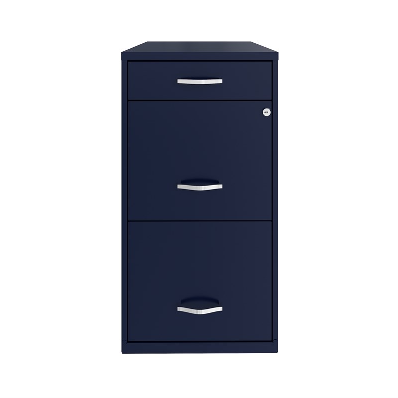 Space Solutions 18in Deep 3 Drawer Metal Organizer File Cabinet Navy