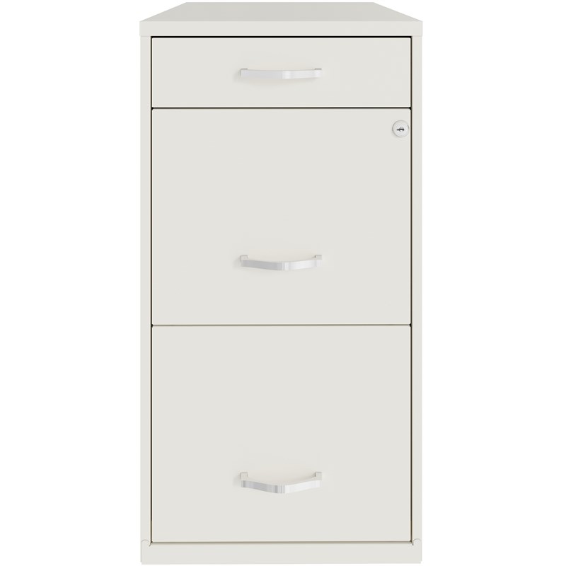 Space Solutions 18in Deep 3 Drawer Metal Organizer File Cabinet Pearl White