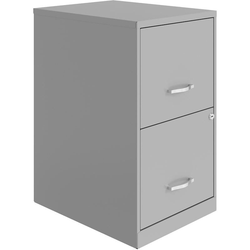 Space Solutions 18in 2 Drawer Metal File Cabinet Arctic Silver