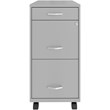Space Solutions 18in Deep 3 Drawer Mobile Metal File Cabinet Arctic Silver