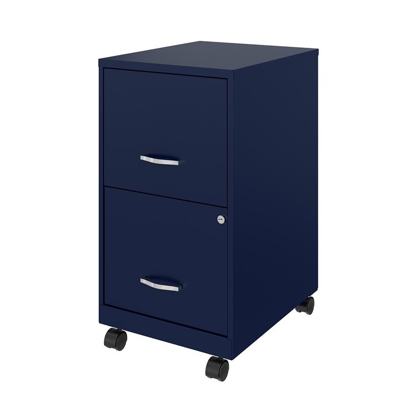 Space Solutions 18in 2 Drawer Metal Mobile Smart Vertical File Cabinet Navy