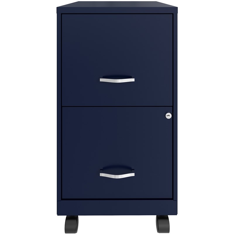 Space Solutions 18in 2 Drawer Metal Mobile Smart Vertical File Cabinet Navy